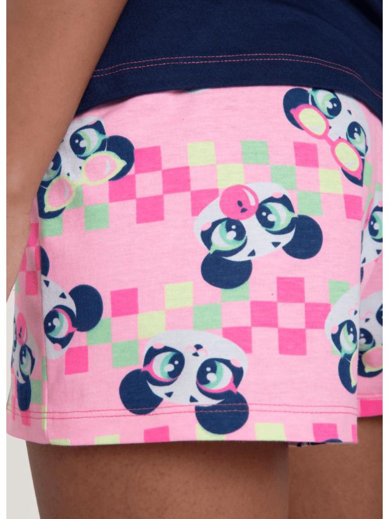 Pijama manga curta algodão feminino panda miami