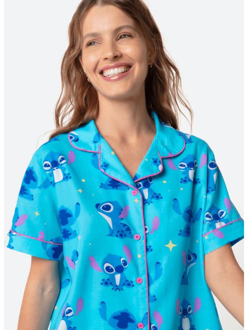 Pijama manga curta viscose feminino stitch