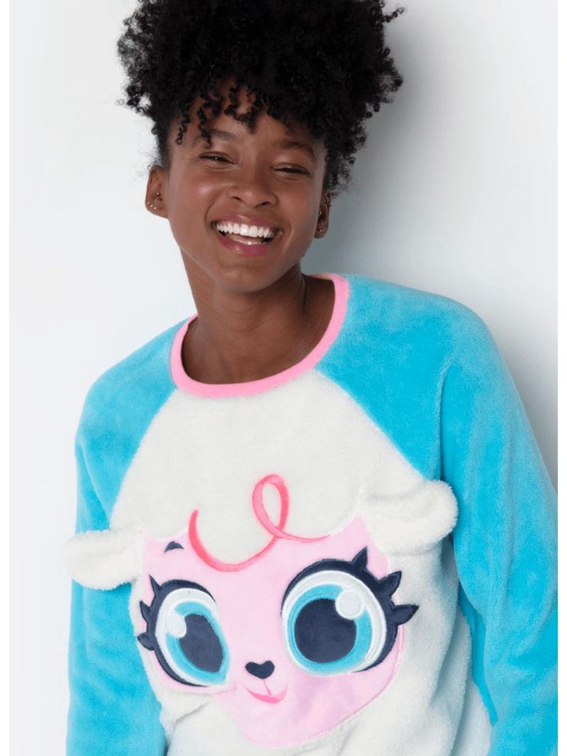 Pijama manga longa soft feminino ovelha