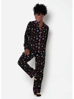Pijama manga longa viscose feminino space food