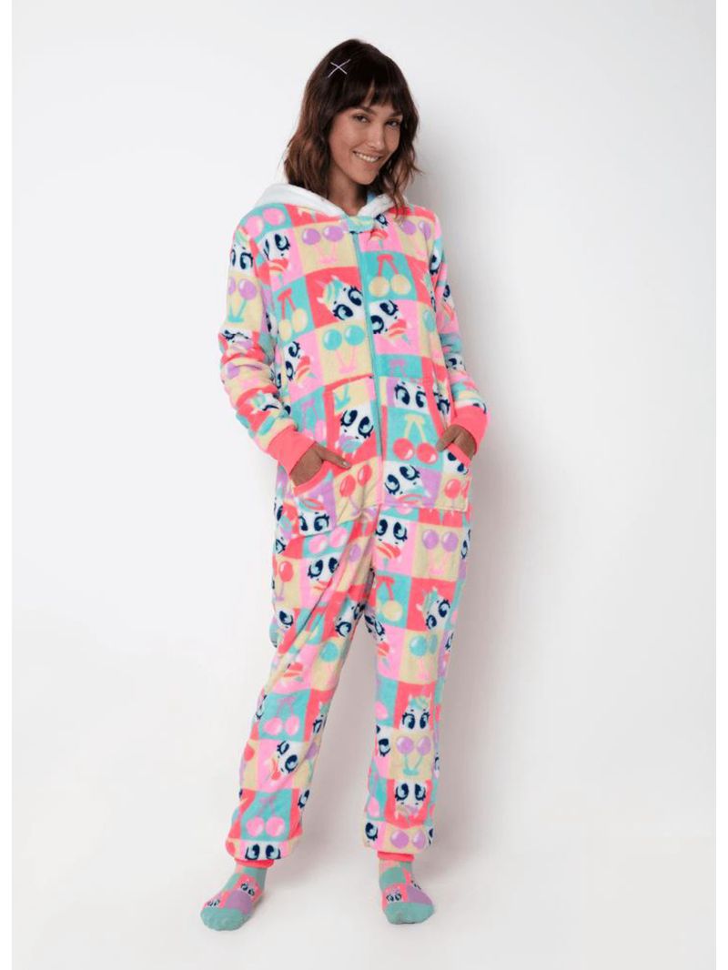 Macacão manga longa soft feminino unicórnio cherry