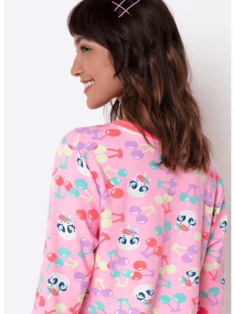 Pijama manga longa ultra visco feminino unicórnio cherry