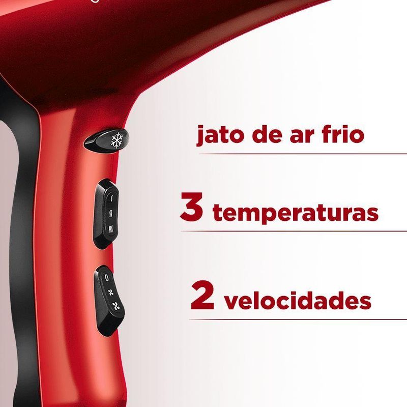Secador De Cabelos Infinity 2500 Sc-12 127v-vermelho/preto
