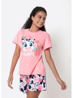 Pijama manga curta algodão feminino vaca romântica
