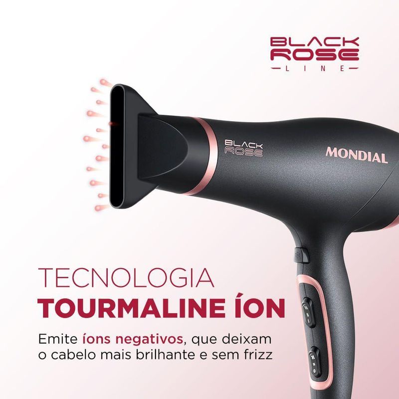 Secador De Cabelos Mondial Preto/Golden Rose 2000W SC-37-BI Bivolt