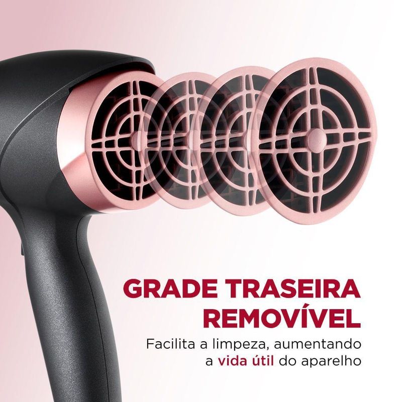 Secador De Cabelos Mondial Preto/Golden Rose 2000W SC-37-BI Bivolt