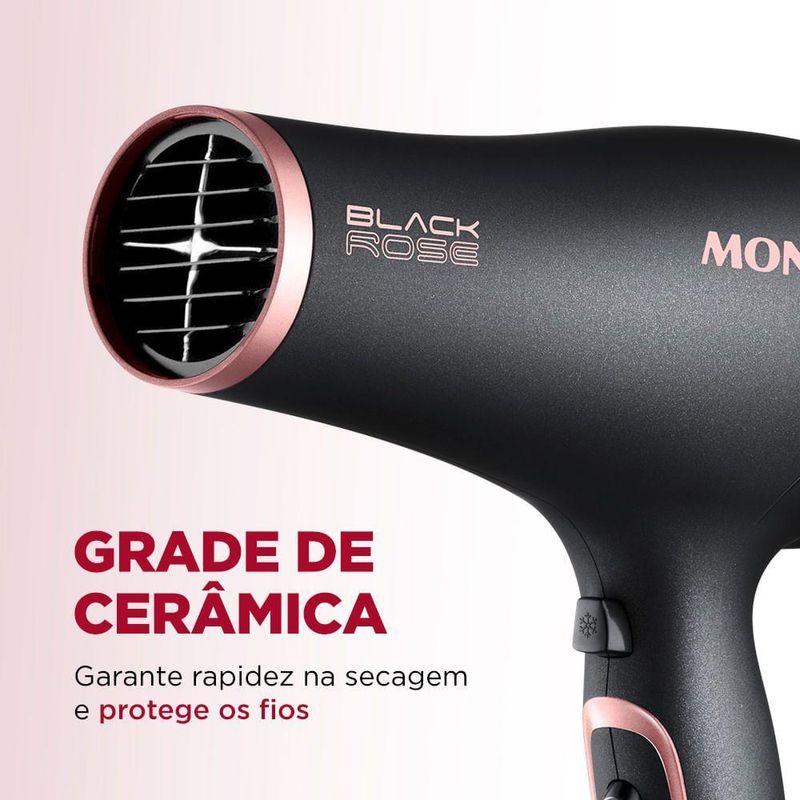 Secador De Cabelos Mondial Preto/Golden Rose 2000W SC-37-BI Bivolt