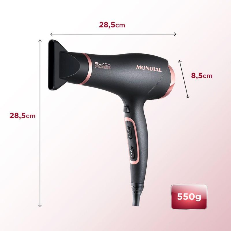 Secador De Cabelos Mondial Preto/Golden Rose 2000W SC-37-BI Bivolt
