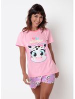 Pijama manga curta algodão feminino vaca patches