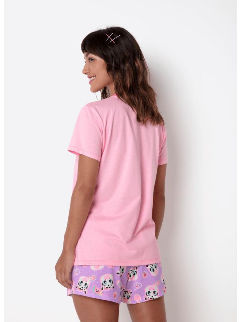 Pijama manga curta algodão feminino vaca patches