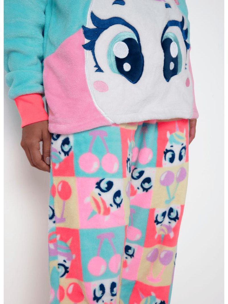 Pijama manga longa soft feminino unicórnio cherry