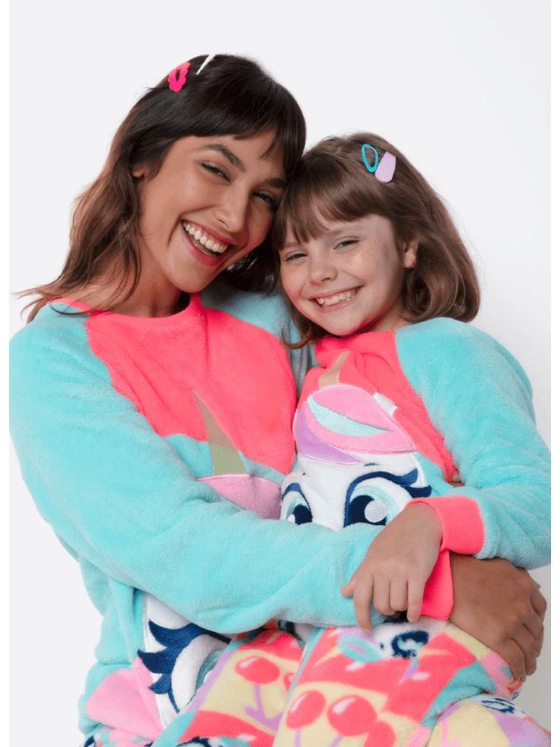 Pijama manga longa soft feminino unicórnio cherry