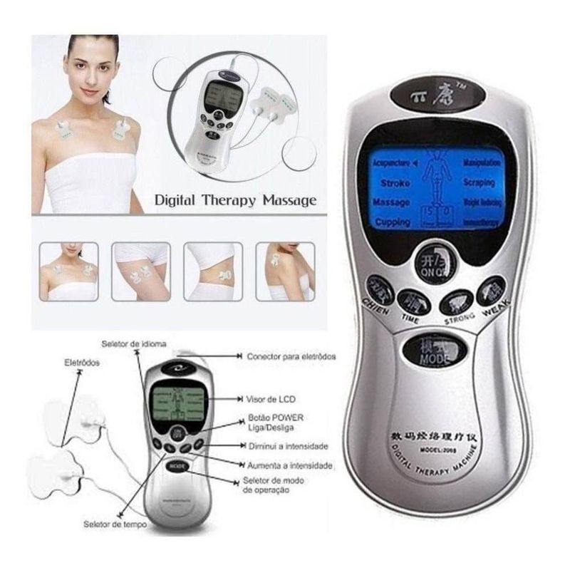 Massageador Tens Eletroestimulador Tonificador Muscular Portatil Digital