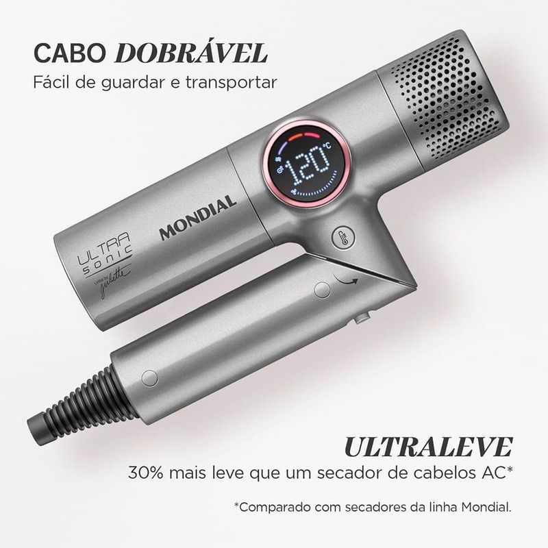 Secador Mondial Ultra Sonic By Juliette SCP-JU-04-US Bldc Com Cabo Dobrável 220V