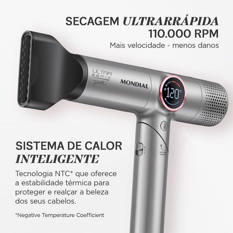 Secador Mondial Ultra Sonic By Juliette SCP-JU-04-US Bldc Com Cabo Dobrável 220V