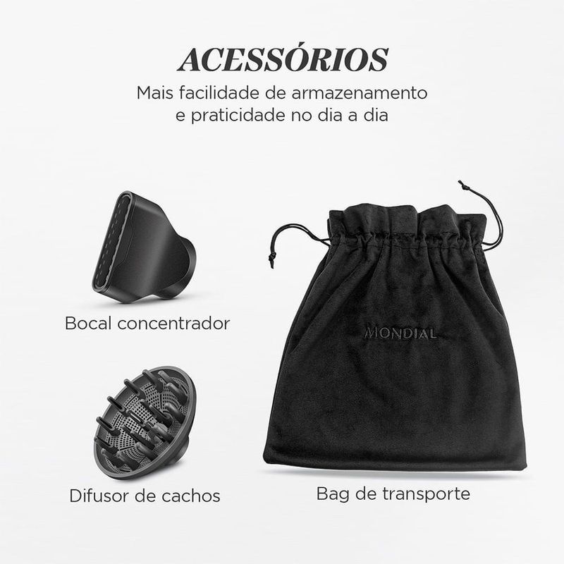 Secador Mondial Ultra Sonic By Juliette SCP-JU-04-US Bldc Com Cabo Dobrável 220V