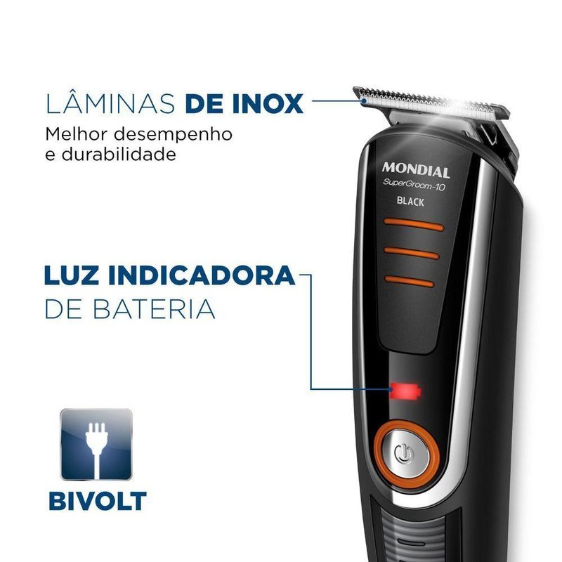 Aparador De Pelos Supergroom Mondial Bg-16 Body Groom Bg-16 Bivolt