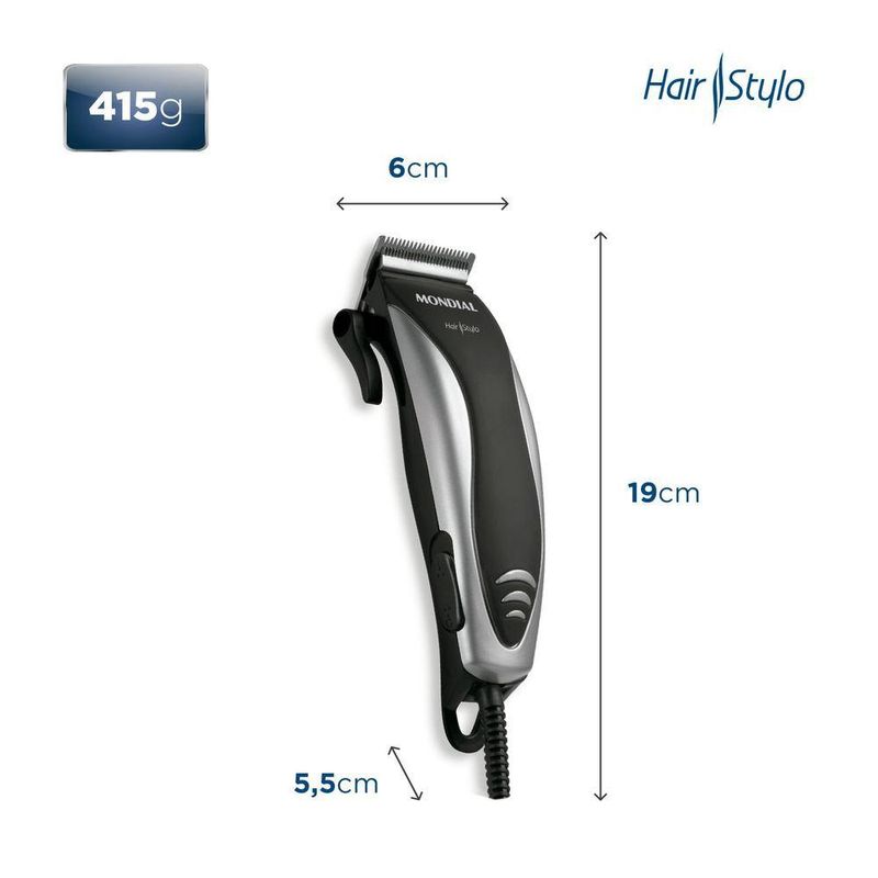 Cortador De Cabelos Mondial Hair Stylo Cr-02 -220v-preto/prata