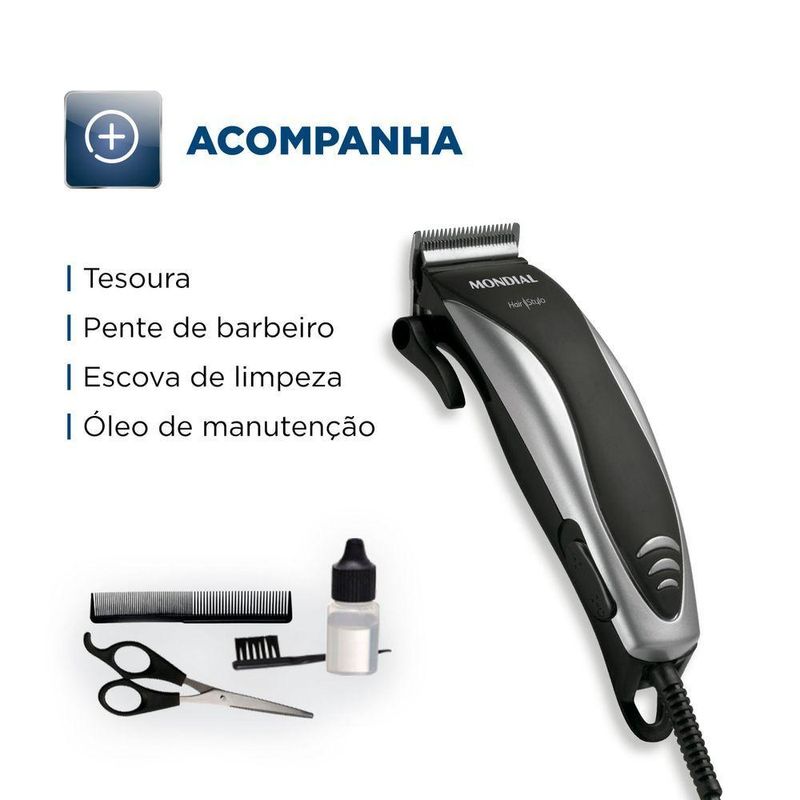 Cortador De Cabelos Mondial Hair Stylo Cr-02 -220v-preto/prata