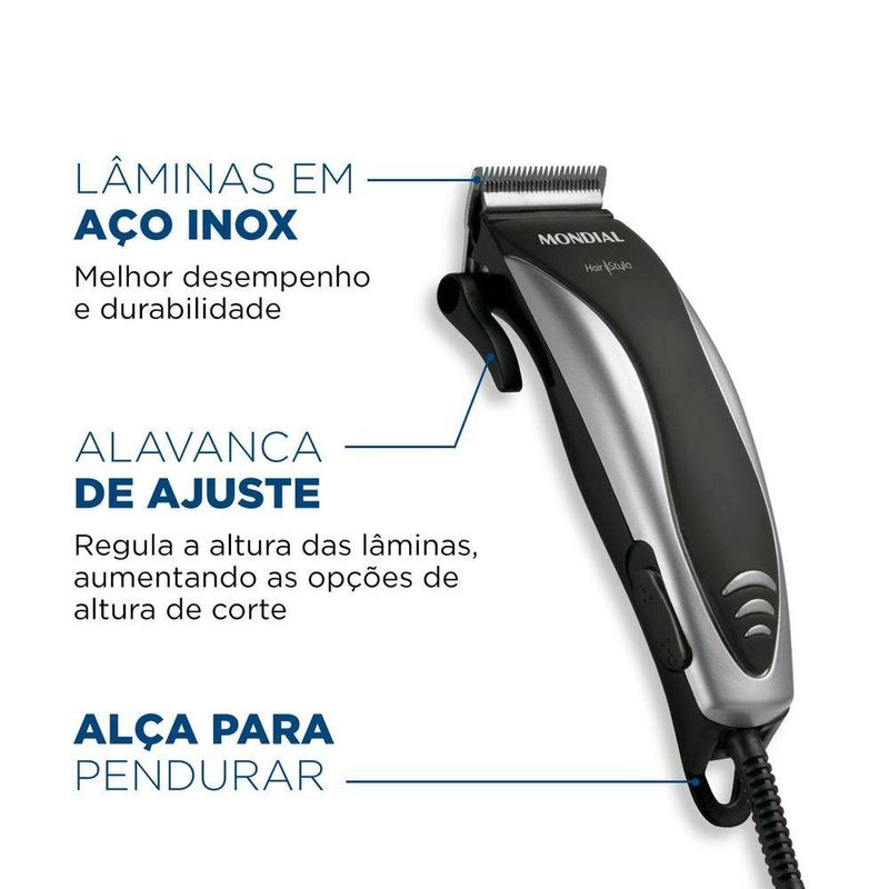 Cortador De Cabelos Mondial Hair Stylo Cr-02 -220v-preto/prata