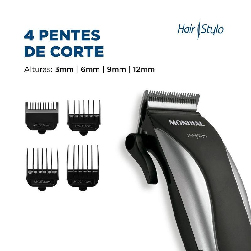 Cortador De Cabelos Mondial Hair Stylo Cr-02 -220v-preto/prata