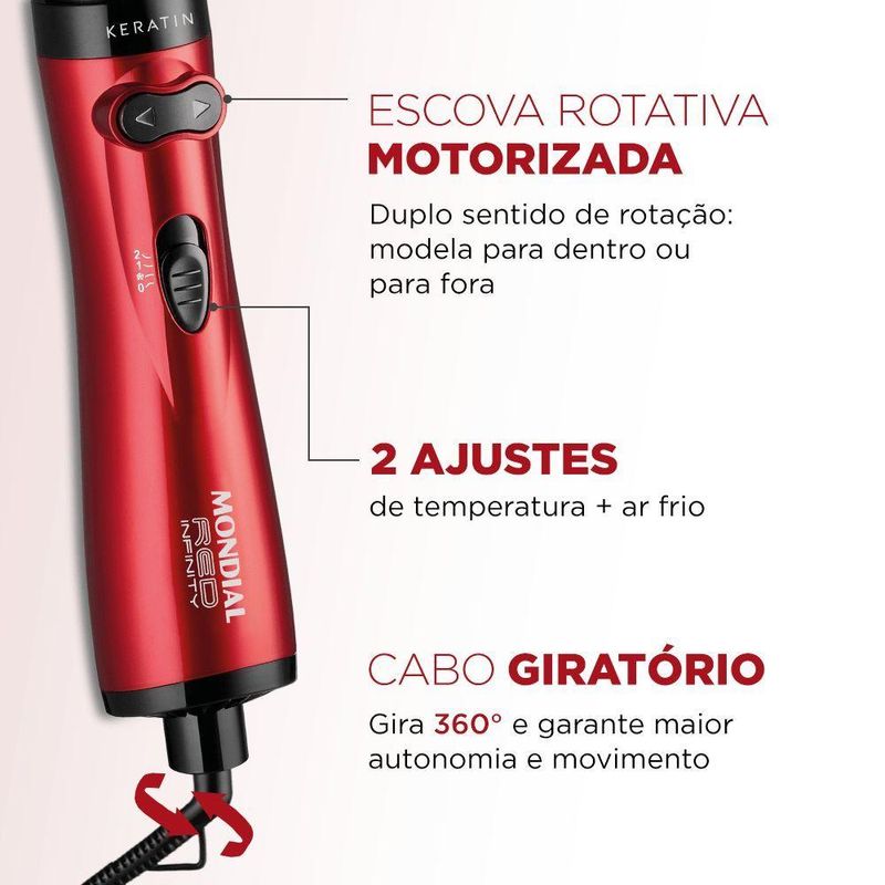 Escova Rotativa Red Infinity Keratin Mondial 220V