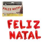 Kit Balões Balão Metalizado Vermelho De 37 Cm - Feliz Natal