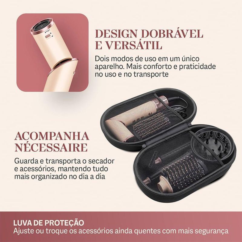 Secador Multifuncional 5 Em 1 Mondial Rosa Claro 1500W SM-01-BLDC-CP 220V
