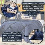 Kit Edredom King Constelações Azul Marinho Com Almofadas 07 Peças - Dupla Face Percal 300 Fios 100% Algodão Original