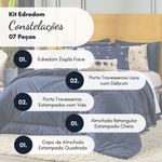 Kit Edredom King Constelações Azul Marinho Com Almofadas 07 Peças - Dupla Face Percal 300 Fios 100% Algodão Original