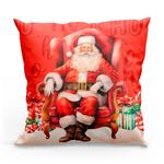 Kit Com 4 Capas De Almofadas Estampadas Natalinas 45cm X 45cm - Decorativas Festas Ceia Fim De Ano Cor Noel Vermelho