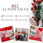 Kit Com 4 Capas De Almofadas Estampadas Natalinas 45cm X 45cm - Decorativas Festas Ceia Fim De Ano Cor Noel Vermelho