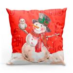 Kit Com 4 Capas De Almofadas Estampadas Natalinas 45cm X 45cm - Decorativas Festas Ceia Fim De Ano Cor Noel Vermelho