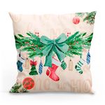 Kit Com 4 Capas De Almofadas Estampadas Natalinas 45cm X 45cm - Decorativas Festas Ceia Fim De Ano Cor Noel Vermelho