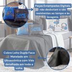 Kit Cobre Leito Colcha Queen Game Streamer Azul Dupla Face Com Almofadas Estampadas 07 Peças