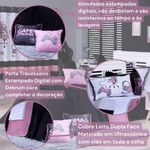 Kit Cobre Leito Colcha Casal Padrão Game Streamer Rosê Dupla Face Com Almofadas Estampadas 07 Peças