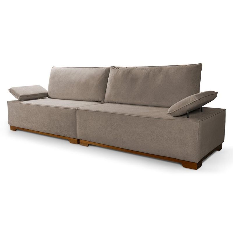 Sofá Living Braço Articulado Deluxe 2,50m Bouclê Bege