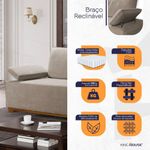 Sofá Living Braço Articulado Deluxe 2,50m Bouclê Bege