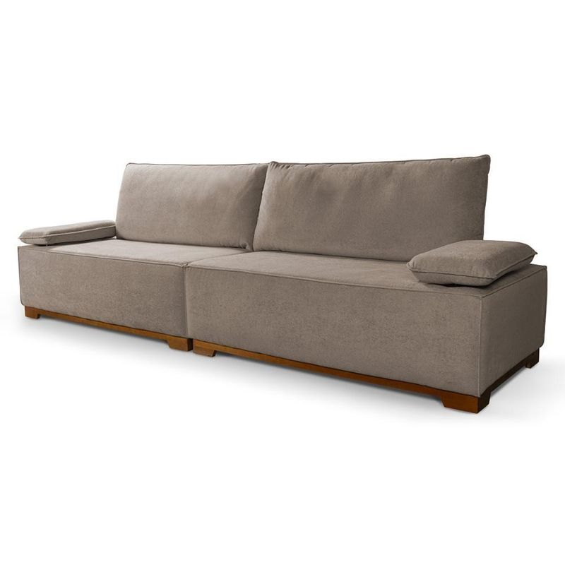 Sofá Living Braço Articulado Deluxe 2,50m Bouclê Bege