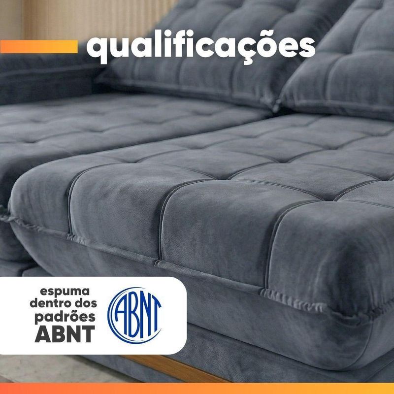 Sofá Retrátil E Reclinável 5 Lugares 2,90m Bahamas Chumbo