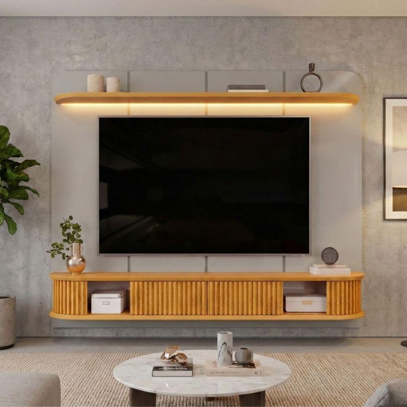 Painel Tv 75 Polegadas 2 Portas Kai Off White