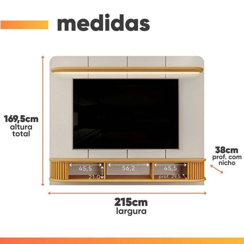 Painel Tv 75 Polegadas 2 Portas Kai Off White
