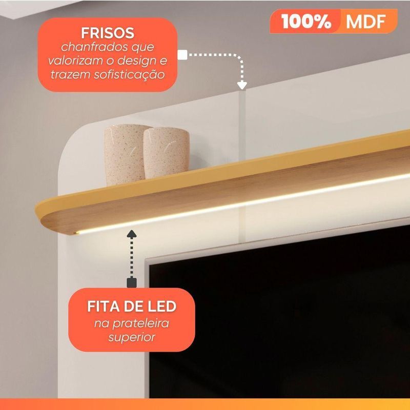 Painel Tv 75 Polegadas 2 Portas Kai Off White