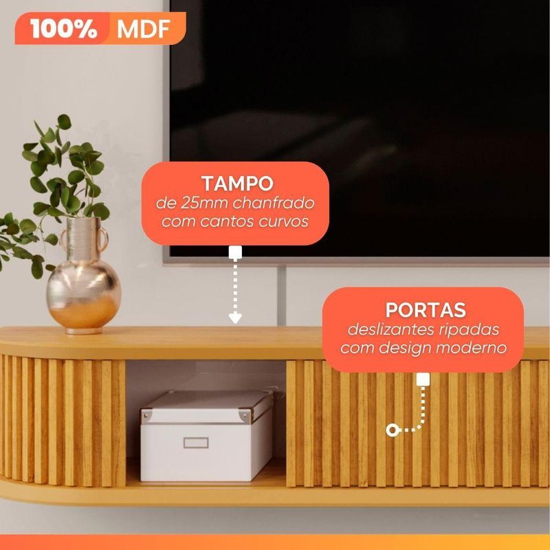 Painel Tv 75 Polegadas 2 Portas Kai Off White