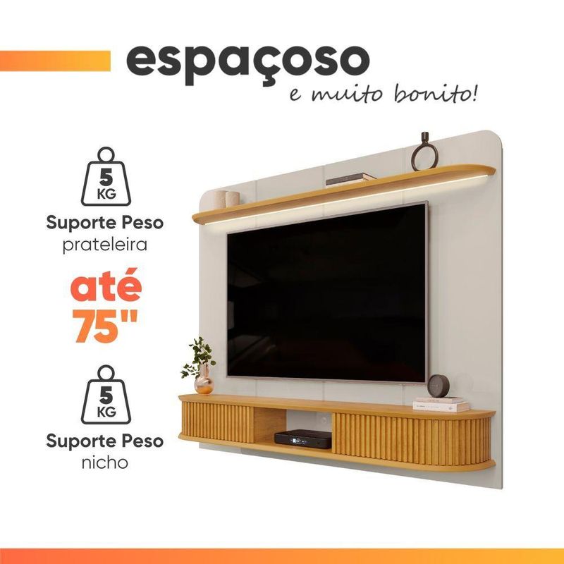 Painel Tv 75 Polegadas 2 Portas Kai Off White