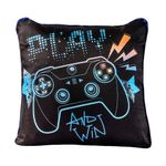 Capa De Almofada Avulsa Game Win Preto/marinho 45cm X 45cm - Com Viés