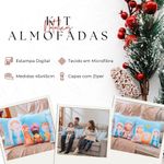 Kit Com 4 Capas De Almofadas Estampadas Natalinas 45cm X 45cm - Decorativas Festas Ceia Fim De Ano Cor Presépio Azul