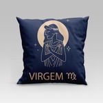 Capa De Almofada Estampada Signos Do Zodíaco Em Veludo Suede 45cm X 45cm - Decoração Astrologia Horóscopo Cor Virgem