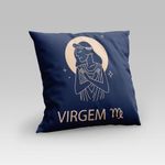 Capa De Almofada Estampada Signos Do Zodíaco Em Veludo Suede 45cm X 45cm - Decoração Astrologia Horóscopo Cor Virgem
