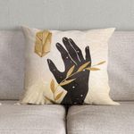 Kit Trio Capas De Almofadas Estampadas Folhas Em Veludo Suede 45cm X 45cm - Decoração Luxo Para Sala Cor Preto